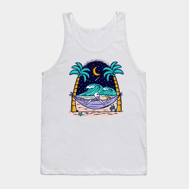 A skeleton spending the night by the sea Tank Top by Dawaly